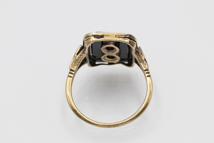 Bague Art Déco, onyx et diamants env. 0,40 ct, 1930