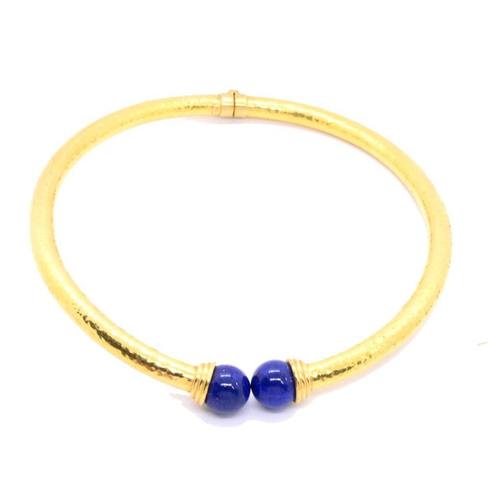 Collier Collier ras de cou Santorin or jaune et lapis-lazuli 58 Facettes 127