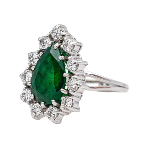 Bague 54 Bague Or blanc Emeraude, Diamant 58 Facettes 4590991CN