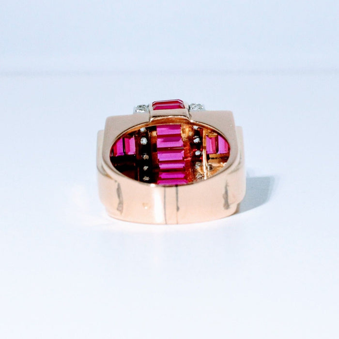 Bague 52 Bague Tank or rose rubis et diamants 58 Facettes 240 400