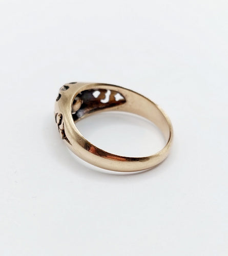 Bague 56.5 Bague jonc bombé antique en or 14k et diamant taille rose 58 Facettes A06623