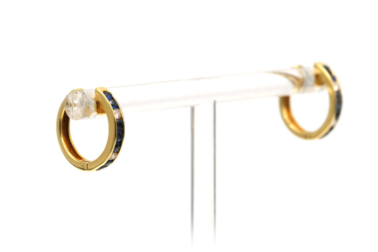 Boucles d'oreilles Boucles d'oreilles contemporaines or jaune, saphirs et diamants 58 Facettes 22784