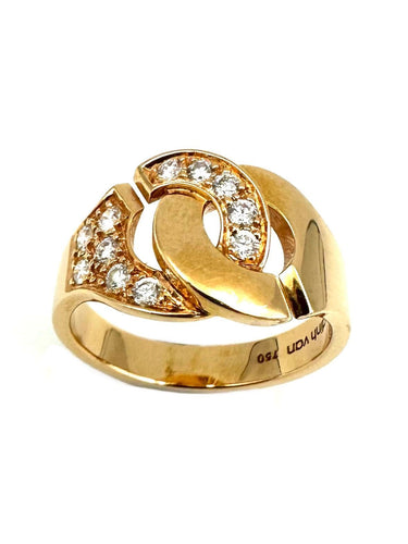 Bague 55 DINH VAN. Collection "Menottes", bague or rose et diamants (moyen modèle) 58 Facettes
