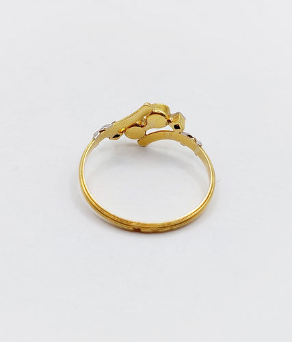 Bague 57.5 Bague toi et moi Art nouveau perles et diamants taille rose en or 18k 58 Facettes A06498