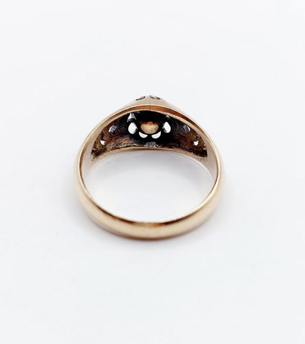 Bague 56.5 Bague jonc bombé antique en or 14k et diamant taille rose 58 Facettes A06623