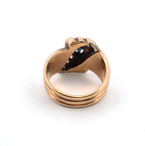 Bague 56 Bague vintage en or jaune massif 18 carats avec un saphir central et des diamants environnants 58 Facettes