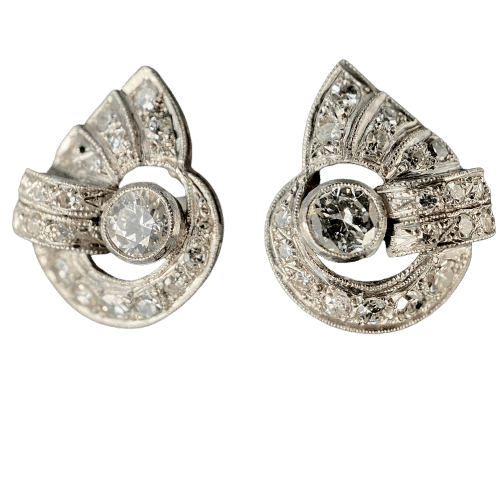 Boucles d'oreilles Paire de boucles d'oreilles Art Déco en platine 58 Facettes