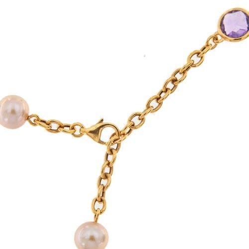 Collier Collier avec perles, améthystes et jade lavande 58 Facettes 32958