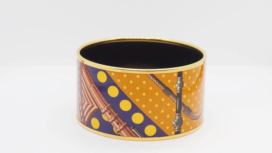 Bracelet Bracelet manchette en métal doré émaillé Hermès - Ref 30195 58 Facettes