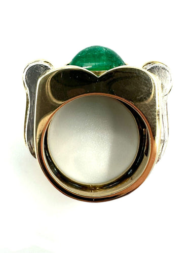 Bague 52 Bague vintage vers 1950 or jaune, émeraude et diamants 58 Facettes