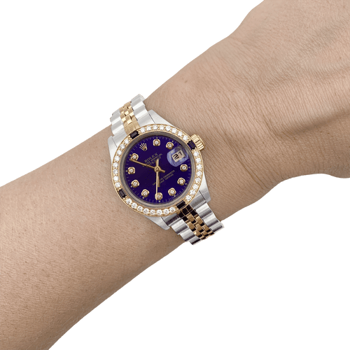 Montre Montre Rolex, "Oyster Perpetual Datejust", or jaune, acier, diamants. 58 Facettes 34641
