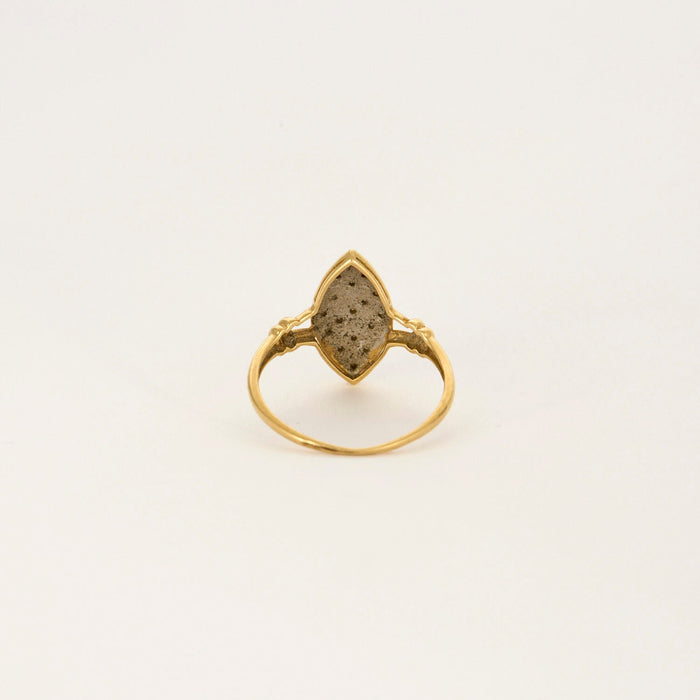 Bague marquise or jaune et blanc diamants