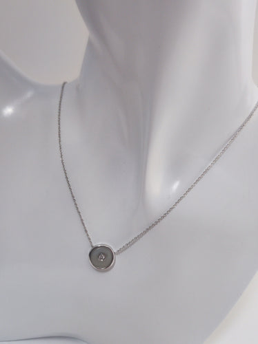 Pendentif Pendentif or gris, calcédoine, diamant 58 Facettes