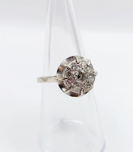 Bague 52 Bague fleur art déco or blanc et platine 58 Facettes A04204