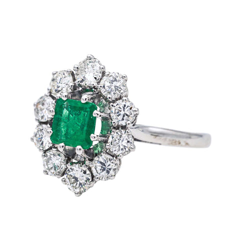 Bague 54 Bague  Pompadour  Or blanc Emeraude, Diamant 58 Facettes 3747899CN