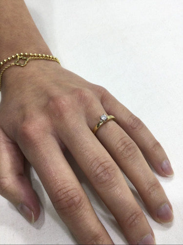 Bague 53.5 Bague Solitaire Or Jaune Diamant 0.14ct 58 Facettes