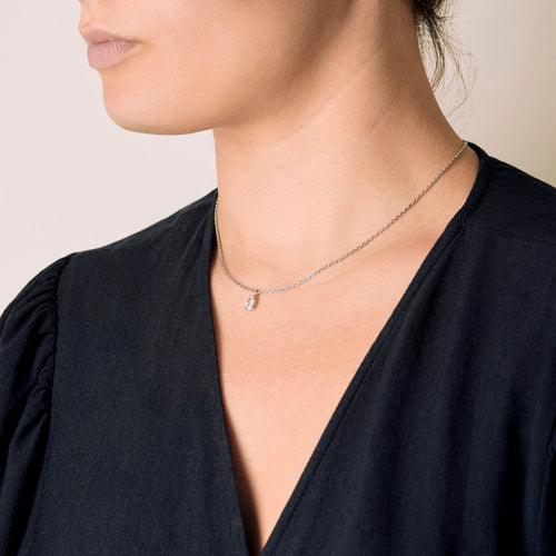 Collier Collier solitaire or blanc et diamant poire 58 Facettes B240570