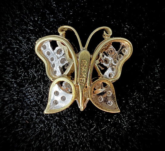 Pendentif Pendentif en forme de papillon en or bicolore 58 Facettes