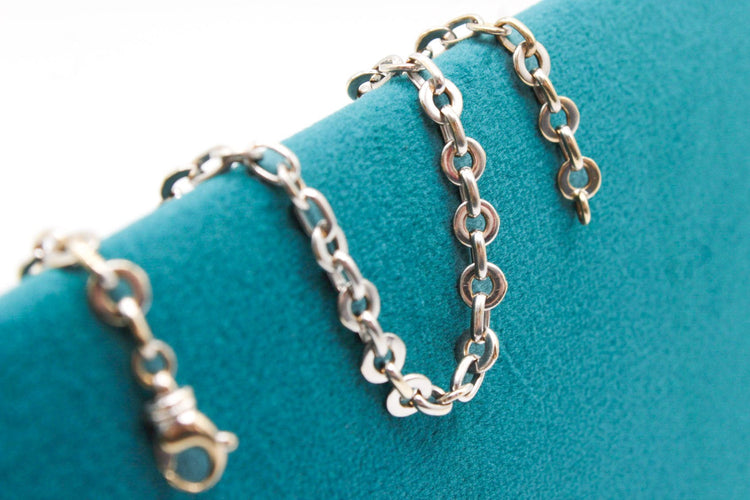 Bracelet maille jaseron or blanc