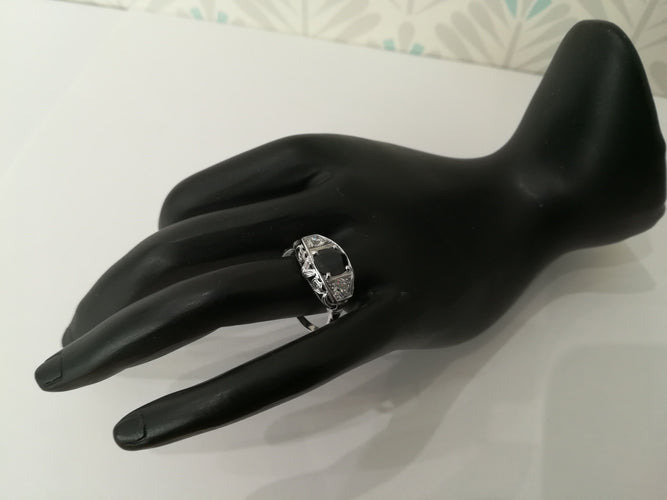 Bague 55 Bague Art Déco Saphir Diamants 58 Facettes