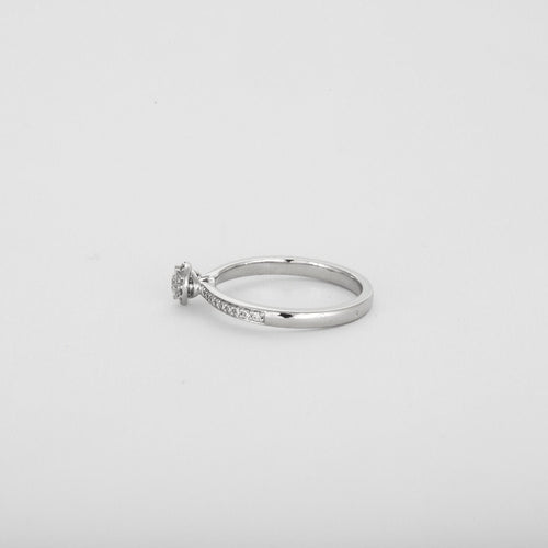 Bague 54 Solitaire or blanc avec diamants 58 Facettes 3121181