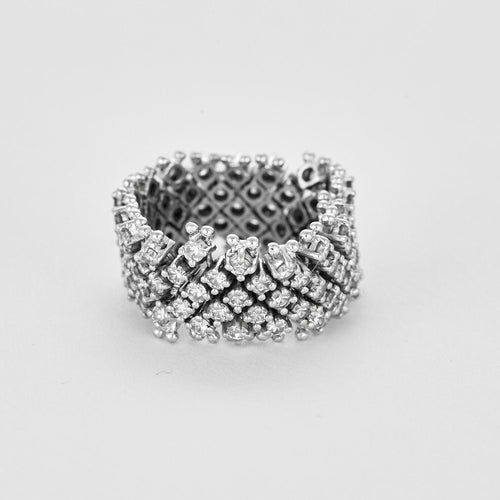 Bague 64 Bague souple, or gris et diamants 58 Facettes 250214