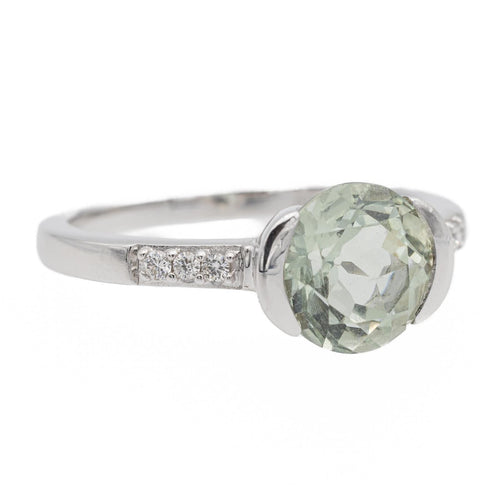 Bague Or blanc Prasiolite, Diamant