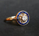 Ring 55.5 Ring adorned with a Diamond, surrounded by calibrated Sapphires 58 Facettes