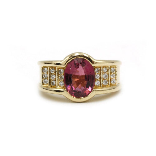 Bague 50 Bague - Or jaune tourmaline et diamants 58 Facettes 1175