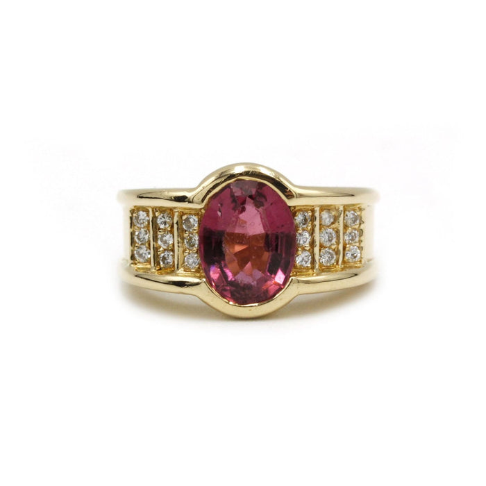 Bague - Or jaune tourmaline et diamants