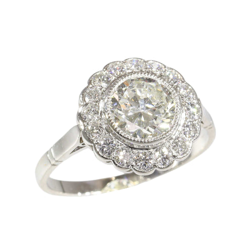 Bague 58 Bague en platine de style Art déco des années 1950, symbole classique d'amour et de continuité 58 Facettes 25238-0015