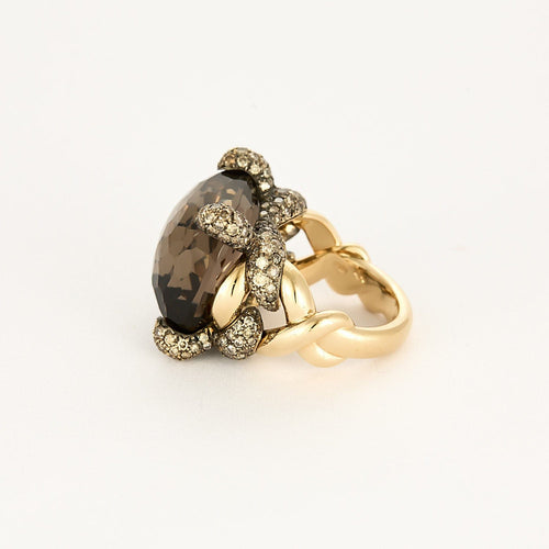 Bague 50 Pomellato - Tango - Bague en or rose 18k, quartz fumé et diamants 58 Facettes BIA1205