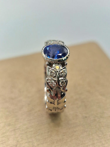 Bague 55 Bague solitaire saphir et diamants en or blanc 18k 58 Facettes