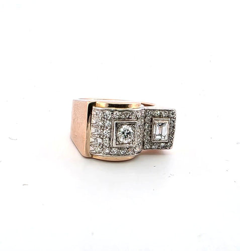 Anello vintage en or rose 18kt et diamants