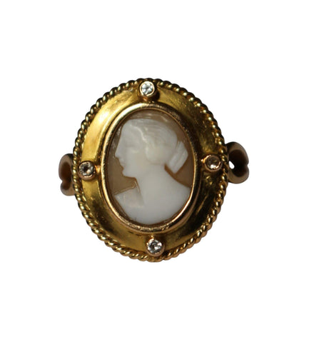 Bague 55 Bague ancienne camée coquille sur or jaune 58 Facettes 590