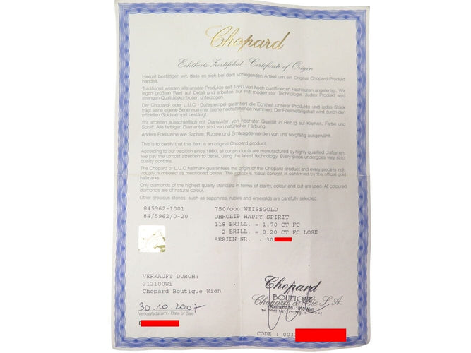 Boucles d'oreilles boucles d'oreilles CHOPARD happy spirit 84/5962 or blanc diamants 1.90ct 58 Facettes 269989