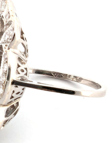 Bague 56 Bague en platine avec aigue-marine et diamants 58 Facettes