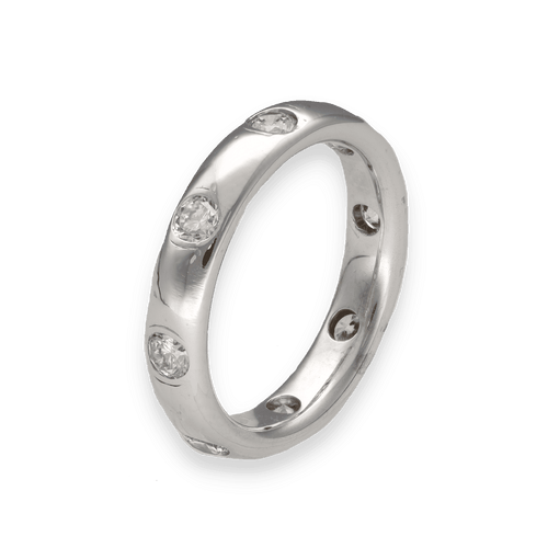 Bague 52 Alliance Mauboussin en or gris 18K massif - 0,50 ct de diamants G-VS - Taille 52 - Vers 1980 58 Facettes FB10411