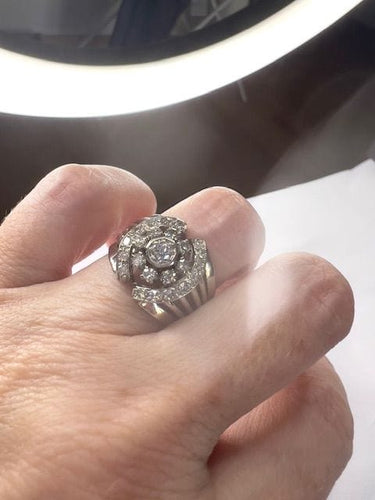 Bague SORTIJA DISEÑO ART DECO de ORO 18 kts con DIAMANTES 58 Facettes Q186B