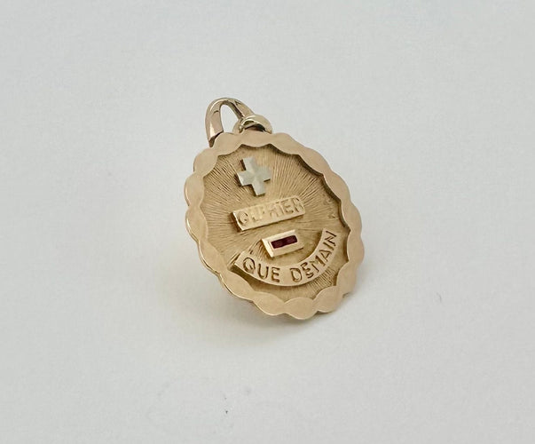 Pendentif AUGIS - Médaille or rose, rubis 58 Facettes