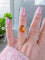 Bague 56.5 Bague Citrine Ambrée en solitaire Or Jaune 18 K 58 Facettes AA 1681