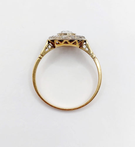 Bague 61.5 Bague cible or jaune et platine, diamant (circa 1900) 58 Facettes A05271