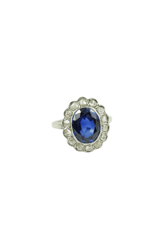 Bague 54 Bague marguerite or diamants et saphir synthètique art déco 58 Facettes SQ4272030