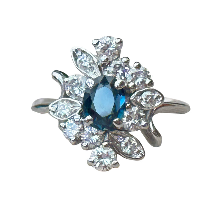 Bague fleur saphir et diamants