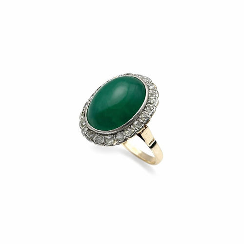 Bague 52 Bague en or jaune et blanc avec jade vert et diamants 58 Facettes 50397