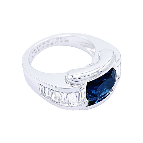 Bague 52 Bague Mauboussin, "Alessandra", or blanc, saphir, diamants. 58 Facettes 32448