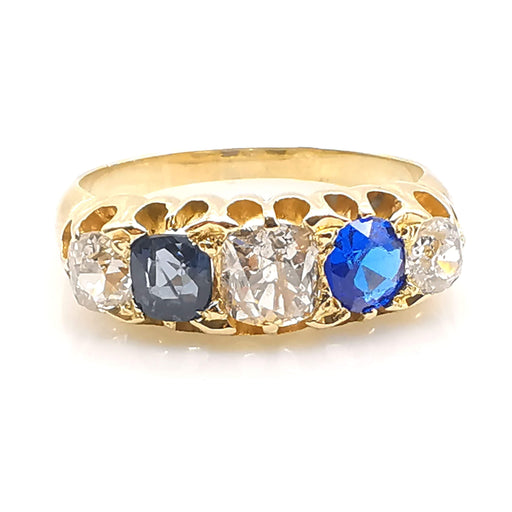 Ring 55 Old gold ring with diamonds and sapphires 58 Facettes
