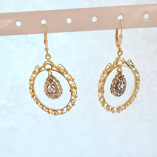 Boucles d'oreilles Boucles d'oreilles orientales pendantes deux ors, diamants 58 Facettes 1748