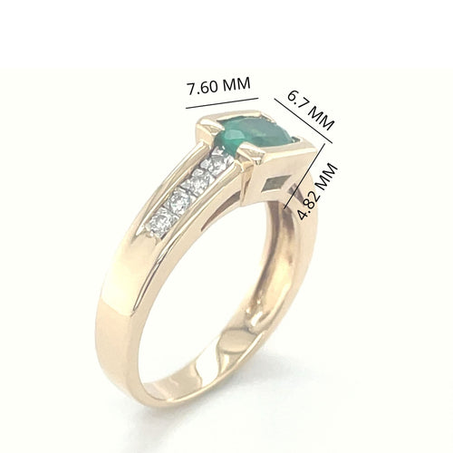 Bague 54 Bague or jaune , émeraude ovale et diamants 58 Facettes 7141