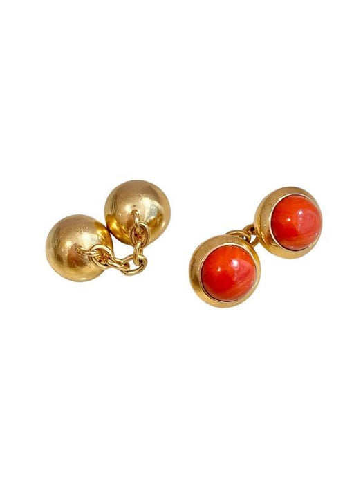 CARTIER - Paire de boutons de manchettes corail